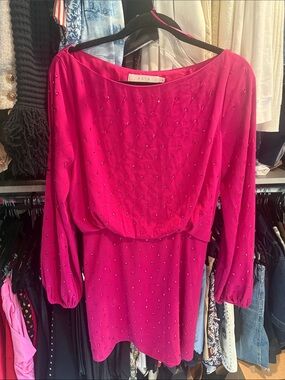 Astr Pink Embellished Long-Sleeve Mini Dress